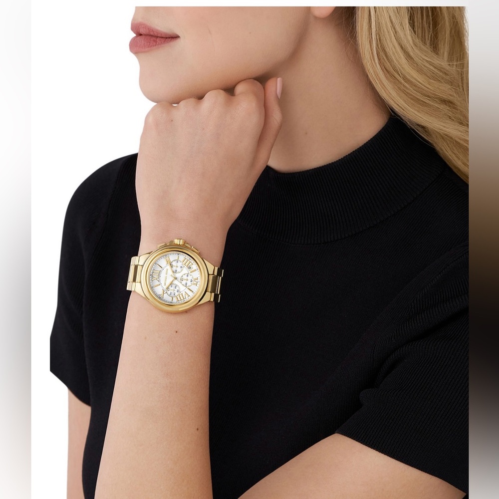 Michael Kors Camille Chronograph Gold-Tone Stainless Steel Bracelet Watch 43mm